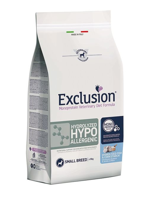 Exclusion diet hydrolyzed hypoallergenic fish & corn starch small breed