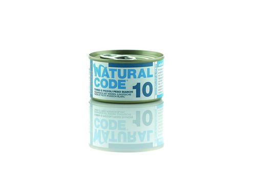 Natural code 10 gatto tonno e piccoli pesci bianchi