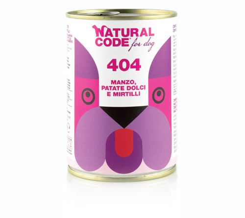 Natural code 404 cane manzo patate dolci e mirtilli