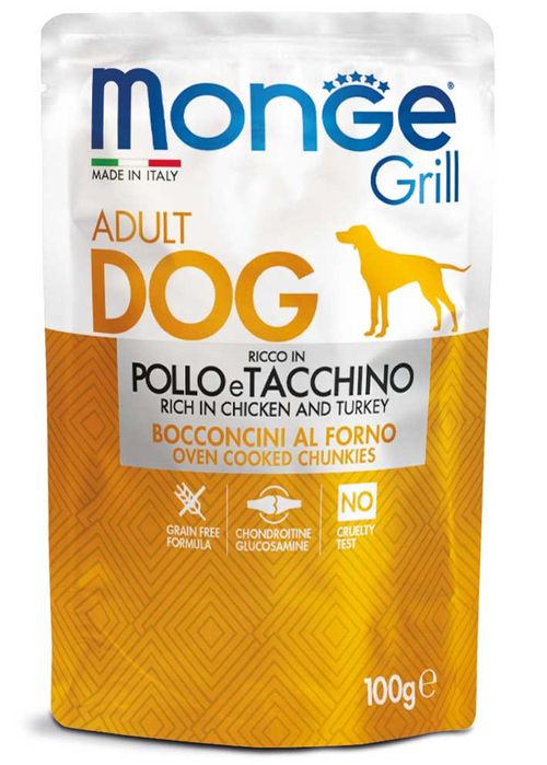 Monge cane grill pollo e tacchino in busta