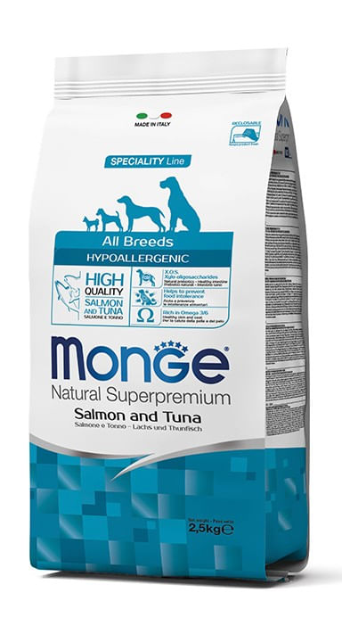 Monge cane hypoallergenic all breeds salmone e tonno