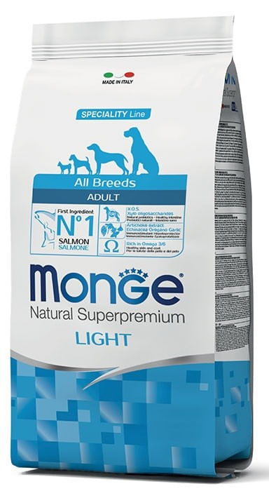 Monge cane light all breeds salmone e riso