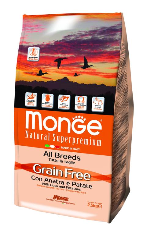 Monge cane grain free all breeds anatra e patate