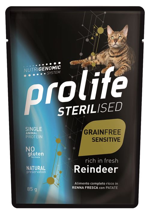 Prolife gatto sterilised adult grainfree sensitive renna bustina