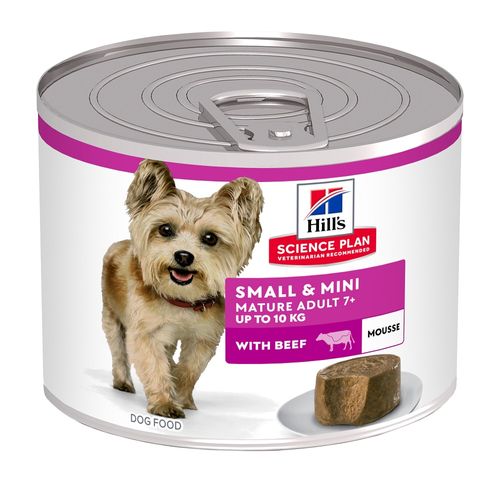 Hill's Science Plan SMALL & MINI Mousse MATURE ADULT alimento per cani umido con Manzo 200 gr