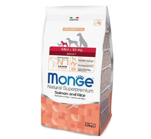MONGE NATURAL Superpremium per Cane Adult Mini con Salmone e Riso da 2,5 kg