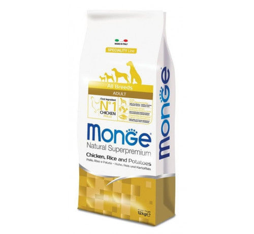 MONGE NATURAL Superpremium per Cane Adult All Breeds con Pollo Riso e Patate da 12 Kg