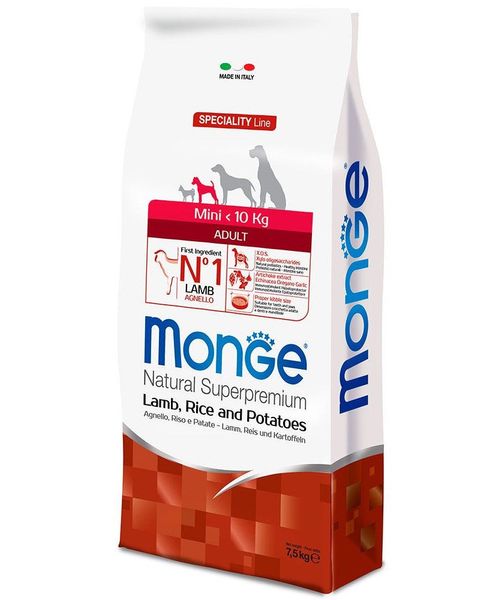 MONGE NATURAL Superpremium per Cane Adult Mini con Agnello Riso e Patate