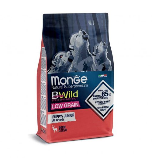 MONGE NATURAL Superpremium BWild Low Grain Puppy All Breeds con Cervo